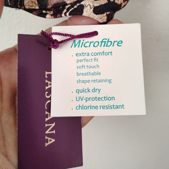 New! LASCANA 38B Bikini Bra Top Leopard Print Scalloped Padded Adjustable Straps - Picture 3 of 4